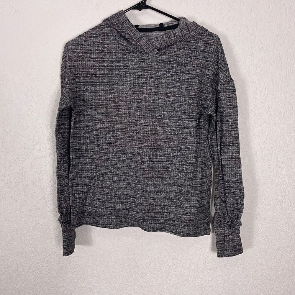 Lululemon Ringspun Denim Black & White Extra Mile Hooded Pullover Sweatshirt 8‎